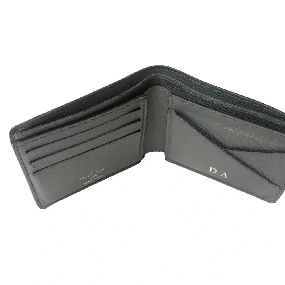 Louis Vuitton Taiga Leather Bifold Gray Men’s Wallet Made In France